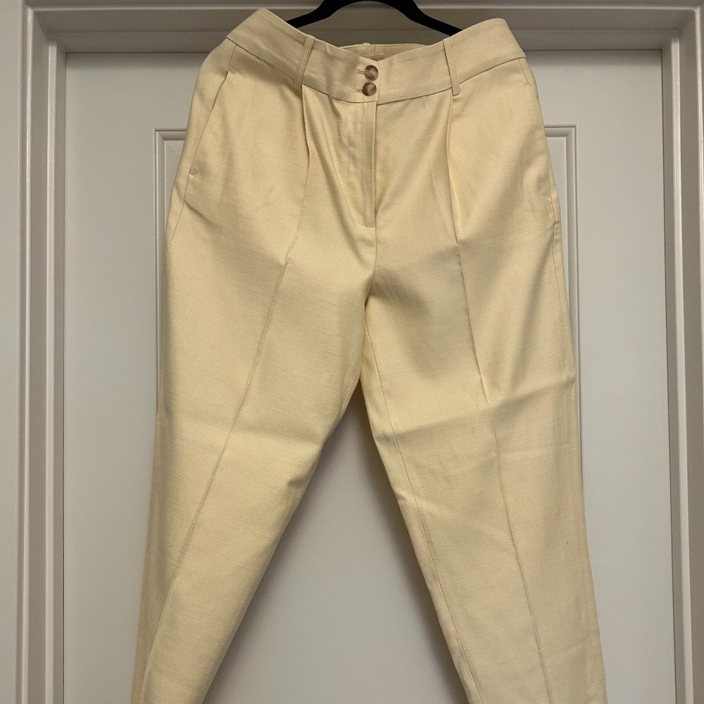 Sezane Cyprien Cream Straight-Leg Pants size 8